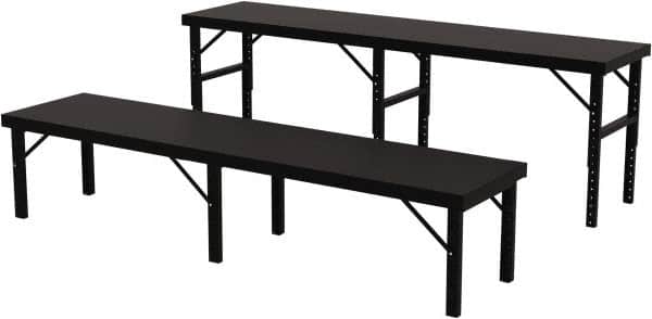 Valley Craft - 28 Wide x 120" Deep x 28" High, Steel Work Table - 14 Gauge Stainless Steel Top, Adjustable Height Legs, Gray - Americas Industrial Supply