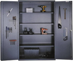 Valley Craft - 4 Shelf Pegboard Storage Cabinet - Steel, 48" Wide x 24" Deep x 78" High, Gray - Americas Industrial Supply