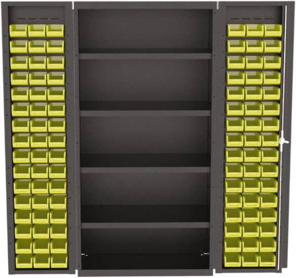 Valley Craft - 4 Shelf 96 Bin Storage Cabinet - Steel, 36" Wide x 24" Deep x 72" High, Gray - Americas Industrial Supply