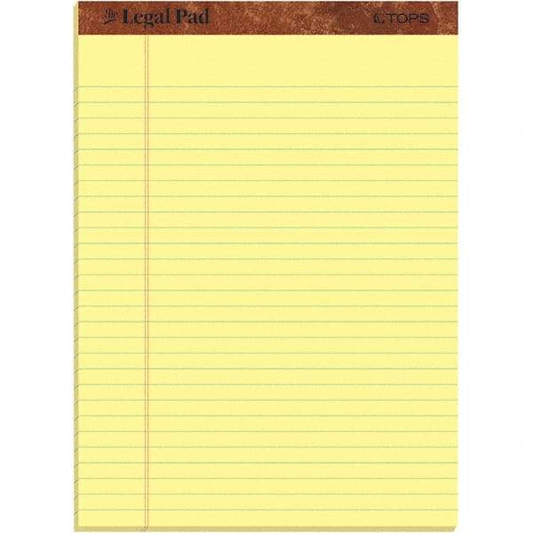 TOPS - 50 Sheet, 8-1/2 x 11", Legal/Wide (Style) Legal Pad - Canary - Americas Industrial Supply