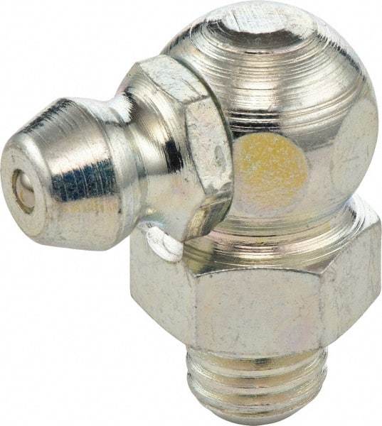 Umeta - 90° Head Angle, M6x1 Metric Stainless Steel Standard Grease Fitting - 9mm Hex, 18mm Overall Height, 5.5mm Shank Length - Americas Industrial Supply