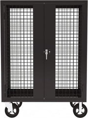 Valley Craft - 2,000 Lb Capacity, 4-Sided Steel Security Truck - 24" Long x 48" Wide x 66" High, 8" Diam Mold-On Rubber Wheels - Americas Industrial Supply