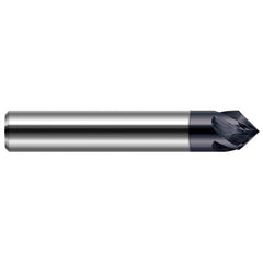 Harvey Tool - 1/8" Diam 90°/90° 4-Flute Single End Solid Carbide Chamfer Mill - Exact Industrial Supply