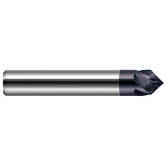 Harvey Tool - 3/8" Diam 90°/90° 4-Flute Single End Solid Carbide Chamfer Mill - Exact Industrial Supply