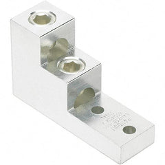 Panduit - 2 AWG Noninsulated Lug Connection Square Ring Terminal - 3/8" Stud, 4.91" OAL x 1-1/2" Wide, Tin Plated Aluminum Contact - Americas Industrial Supply