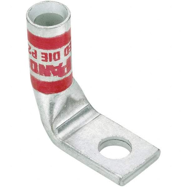 Panduit - 6 AWG Noninsulated Compression Connection Right Angle Ring Terminal - #10 Stud, 0.94" OAL x 0.45" Wide, Tin Plated Copper Contact - Americas Industrial Supply