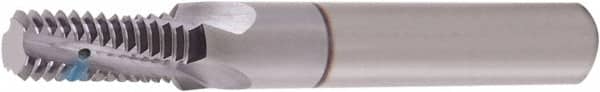Vargus - 1/16-27 NPT, 0.232" Cutting Diam, 3 Flute, Solid Carbide Helical Flute Thread Mill - Internal/External Thread, 0.389" LOC, 2.244" OAL, 1/4" Shank Diam - Americas Industrial Supply