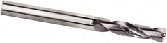 Kennametal - 10.1mm Spiral Flute Solid Carbide Screw Machine Drill Bit - Multilayer TiAlN Finish, Right Hand Cut, 55mm Flute Length, 102mm OAL, Standard Point, Straight Shank - Americas Industrial Supply