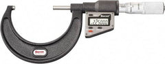 Starrett - 50.8 to 76 mm Range, 0.0001" Resolution, Standard Throat, Electronic Outside Micrometer - 0.0001" Accuracy, Friction Thimble, Micro Lapped Carbide Face, CR2450 Battery, Includes 3V Battery - Americas Industrial Supply