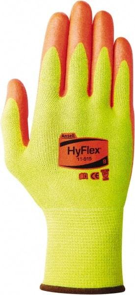 Ansell - Size M (8), ANSI Cut Lvl 4, Abrasion Lvl 0, Nitrile Coated Kevlar/Spectra/Stainless Steel Cut Resistant Gloves - 12" Long, Palm Coated, Knit Wrist, Yellow/Orange, Paired - Americas Industrial Supply
