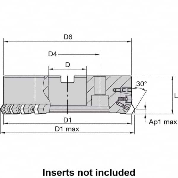 Kennametal - 12" Cut Diam, 2-1/2" Arbor Hole, 8mm Max Depth of Cut, 30° Indexable Chamfer & Angle Face Mill - 40 Inserts, HNGX 0905... Insert, Right Hand Cut, 40 Flutes, Series HexaCut - Americas Industrial Supply