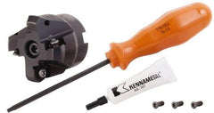 Kennametal - 1" Cut Diam, 1/2" Arbor Hole, 3.23mm Max Depth of Cut, 45° Indexable Chamfer & Angle Face Mill - 4 Inserts, HNGJ 0604... Insert, Right Hand Cut, 4 Flutes, Through Coolant, Series Dodeka Mini - Americas Industrial Supply