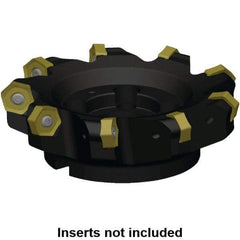 Kennametal - 142.33mm Cut Diam, 40mm Arbor Hole, 8mm Max Depth of Cut, 45° Indexable Chamfer & Angle Face Mill - 6 Inserts, HNPJ 1307... Insert, Right Hand Cut, 6 Flutes, Through Coolant, Series Dodeka Max - Americas Industrial Supply