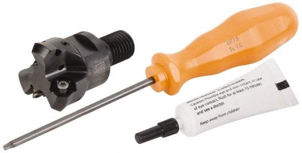 Kennametal - 45° Lead Angle, 39.93mm Max Cut Diam, 1-1/4" Min Cut Diam, 3.23mm Max Depth of Cut, Indexable Chamfer & Angle End Mill - 3 Inserts, HNGJ 0604ANENLD Insert Style, 62.61mm OAL, Through Coolant, Modular Connection - Americas Industrial Supply