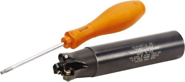 Kennametal - 1-1/4" Cutting Diam, 1-1/4" Shank Diam, 1-1/4" Max Depth of Cut, Straight Shank Indexable Copy End Mill - 3 Inserts, RP.T 43.. Insert, KSRM Toolholder, Through Coolant - Americas Industrial Supply