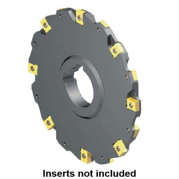 Kennametal - Arbor Hole Connection, 5/16" Cutting Width, 1-3/4" Depth of Cut, 6" Cutter Diam, 1-1/2" Hole Diam, 8 Tooth Indexable Slotting Cutter - 90° LN Toolholder, LNE 1245... Insert - Americas Industrial Supply