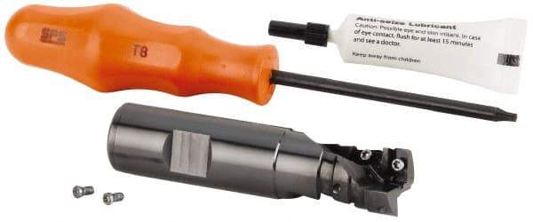 Kennametal - 17mm Cut Diam, 19mm Max Depth of Cut, 16mm Shank Diam, 120mm OAL, Indexable Square Shoulder Helical End Mill - GOMT 08T2.., JOMT 08T2.. Inserts, Cylindrical Shank, 0° Lead Angle, Series KDMR - Americas Industrial Supply