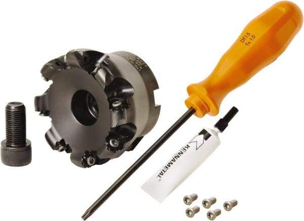 Kennametal - 80mm Cut Diam, 3mm Max Depth, 27mm Arbor Hole, 8 Inserts, RN.J 1204... Insert Style, Indexable Copy Face Mill - KDR Cutter Style, 24,760 Max RPM, 50mm High, Through Coolant, Series Rodeka - Americas Industrial Supply
