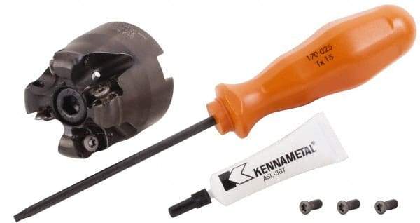 Kennametal - 40mm Cut Diam, 6mm Max Depth, 16mm Arbor Hole, 4 Inserts, RN.J 1204... Insert Style, Indexable Copy Face Mill - KDR Cutter Style, 40mm High, Through Coolant, Series Rodeka - Americas Industrial Supply