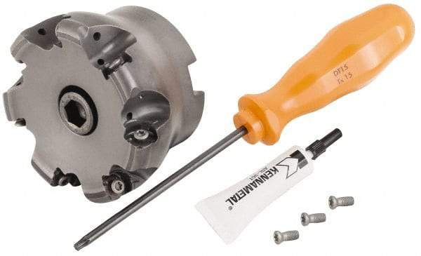 Kennametal - 80mm Cut Diam, 6mm Max Depth, 27mm Arbor Hole, 7 Inserts, RN.J 1204... Insert Style, Indexable Copy Face Mill - KDR Cutter Style, 50mm High, Through Coolant, Series Rodeka - Americas Industrial Supply