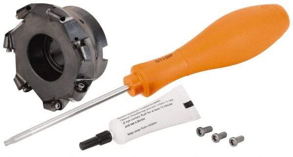 Kennametal - 101.6mm Cut Diam, 6mm Max Depth, 1-1/4" Arbor Hole, 7 Inserts, RP.T 1204... Insert Style, Indexable Copy Face Mill - BMD400 Cutter Style, 23,800 Max RPM, 2 High, Through Coolant, Series KSRM - Americas Industrial Supply