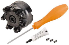 Kennametal - 76.2mm Cut Diam, 8mm Max Depth, 1" Arbor Hole, 7 Inserts, RP.T 1605... Insert Style, Indexable Copy Face Mill - BMD300 Cutter Style, 19,800 Max RPM, 2 High, Through Coolant, Series KSRM - Americas Industrial Supply