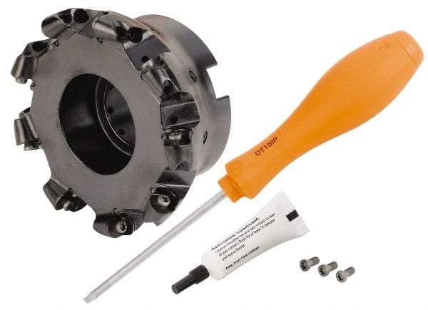 Kennametal - 101.6mm Cut Diam, 6mm Max Depth, 1-1/4" Arbor Hole, 9 Inserts, RP.T 1204... Insert Style, Indexable Copy Face Mill - BMD400 Cutter Style, 23,800 Max RPM, 2 High, Through Coolant, Series KSRM - Americas Industrial Supply