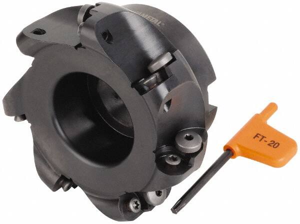 Kennametal - 100mm Cut Diam, 8mm Max Depth, 32mm Arbor Hole, 7 Inserts, RD.X 1604... Insert Style, Indexable Copy Face Mill - 55mm High, Series KDM - Americas Industrial Supply