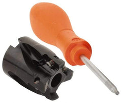 Kennametal - 4 Inserts, 1-1/4" Cut Diam, 1/2" Arbor Diam, 14.48mm Max Depth of Cut, Indexable Square-Shoulder Face Mill - 0/90° Lead Angle, 40mm High, E.. 14.. Insert Compatibility, Through Coolant, Series Mill 1-14 - Americas Industrial Supply