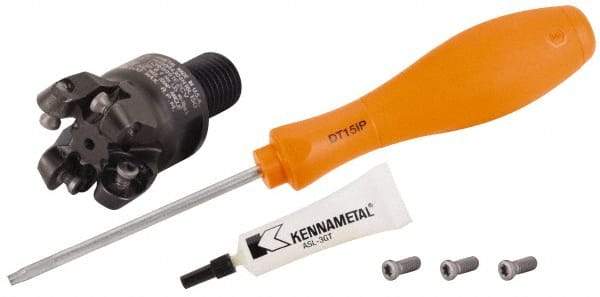 Kennametal - 1-1/2" Cutting Diam, 1-1/2" Max Depth of Cut, Modular Connection Indexable Copy End Mill - 3 Inserts, RP.T 43.. Insert, KSRM Toolholder, Through Coolant - Americas Industrial Supply