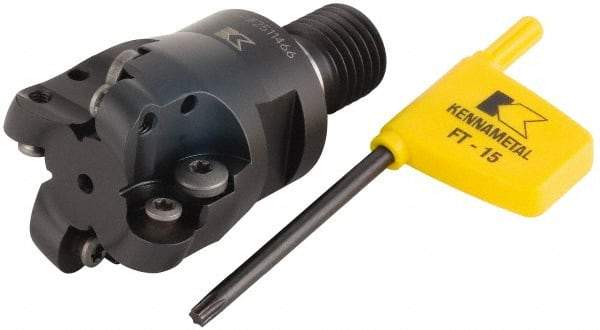 Kennametal - 38.1mm Cutting Diam, 1-1/2" Max Depth of Cut, Modular Connection Indexable Copy End Mill - 4 Inserts, RDHX 12T3M0S Insert, KDM Toolholder - Americas Industrial Supply