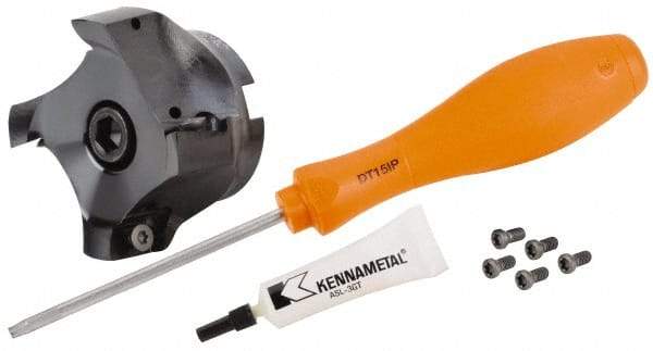 Kennametal - 1-1/2" Cut Diam, 17.88mm Max Depth of Cut, 1-1/4" Shank Diam, 10" OAL, Indexable Square Shoulder End Mill - E.. 18.. Inserts, Cylindrical Shank, 0° Lead Angle, Through Coolant, Series Mill 1-18 - Americas Industrial Supply