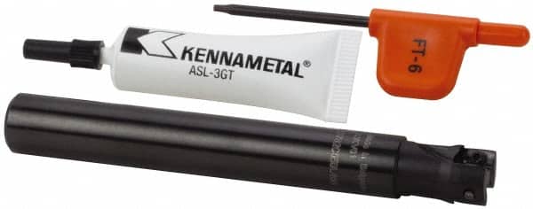 Kennametal - 12mm Cut Diam, 6.96mm Max Depth of Cut, 12mm Shank Diam, 100mm OAL, Indexable Square Shoulder End Mill - EDPT 0703.. Inserts, Cylindrical Shank, Through Coolant, Series Mill 1-07 - Americas Industrial Supply