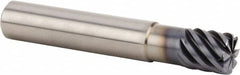 Kennametal - 12mm, 8 Flute, Single End, Solid Carbide, 1mm Corner Radius End Mill - 73mm OAL, 45° Helix, Right Hand Flute, 12mm LOC, Right Hand Cut, 24mm Extended Reach - Americas Industrial Supply