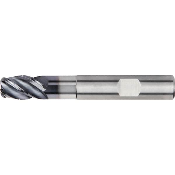 Kennametal - 8mm, 4 Flute, Single End, Solid Carbide, 1mm Corner Radius End Mill - 68mm OAL, 38° Helix, Right Hand Flute, 12mm LOC, Right Hand Cut, 24mm Extended Reach - Americas Industrial Supply