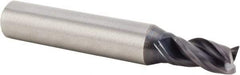 Kennametal - 5/64", 5/32" LOC, 1/4" Shank Diam, 1-1/2" OAL, 3 Flute, Solid Carbide Square End Mill - Single End, AlTiN Finish, Spiral Flute, 38° Helix, Centercutting, Right Hand Cut, Right Hand Flute, Series UEDE - Americas Industrial Supply