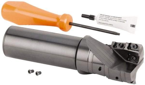 Kennametal - 40mm Cut Diam, 42mm Max Depth of Cut, 32mm Shank Diam, 160mm OAL, Indexable Square Shoulder Helical End Mill - GOMT 13T3.., JOMT 13T3.. Inserts, Cylindrical Shank, 0° Lead Angle, Series KDMR - Americas Industrial Supply