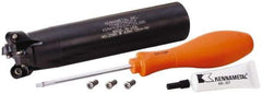 Kennametal - 1-1/2" Cutting Diam, 1-1/4" Shank Diam, 1-1/2" Max Depth of Cut, Straight Shank Indexable Copy End Mill - 4 Inserts, RP.T 43.. Insert, KSRM Toolholder, Through Coolant - Americas Industrial Supply