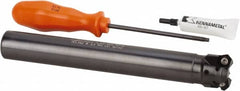 Kennametal - 45° Lead Angle, 33.58mm Max Cut Diam, 1" Min Cut Diam, 3.23mm Max Depth of Cut, Indexable Chamfer and Angle End Mill - 3 Inserts, HNGJ 0604ANENLD Insert Style, 203.2mm Overall Length, Through Coolant, Straight Shank - Americas Industrial Supply