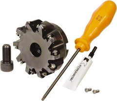 Kennametal - 3" Cut Diam, 1" Arbor Hole, 3.23mm Max Depth of Cut, 45° Indexable Chamfer & Angle Face Mill - 10 Inserts, HNGJ 0604... Insert, Right Hand Cut, 10 Flutes, Through Coolant, Series Dodeka Mini - Americas Industrial Supply