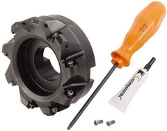 Kennametal - 4" Cut Diam, 1-1/2" Arbor Hole, 3.23mm Max Depth of Cut, 45° Indexable Chamfer & Angle Face Mill - 9 Inserts, HNGJ 0604... Insert, Right Hand Cut, 9 Flutes, Through Coolant, Series Dodeka Mini - Americas Industrial Supply