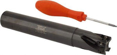 Kennametal - 1-1/4" Cut Diam, 14.48mm Max Depth of Cut, 1-1/4" Shank Diam, 8" OAL, Indexable Square Shoulder Helical End Mill - EC14.., EP14.. Inserts, Cylindrical Shank, 0° Lead Angle, Through Coolant, Series Mill 1-14 - Americas Industrial Supply