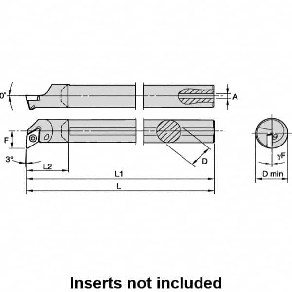Kennametal - 16mm Min Bore Diam, 181.17mm OAL, 12mm Shank Diam, L-SDUP Indexable Boring Bar - 22.35mm Max Bore Depth, DP.. 070204 Insert, Screw Holding Method - Americas Industrial Supply