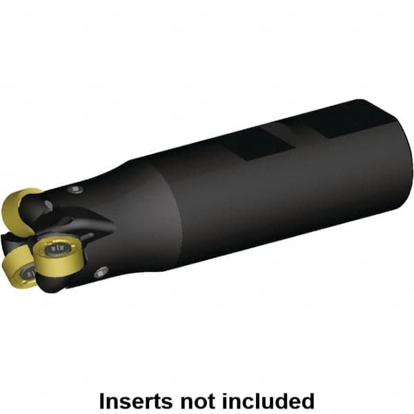 Kennametal - 25mm Cutting Diam, 63/64" Shank Diam, 63/64" Max Depth of Cut, Straight Shank Indexable Copy End Mill - 3 Inserts, RN.J 10T3M0.N.. Insert, KDR Toolholder - Americas Industrial Supply