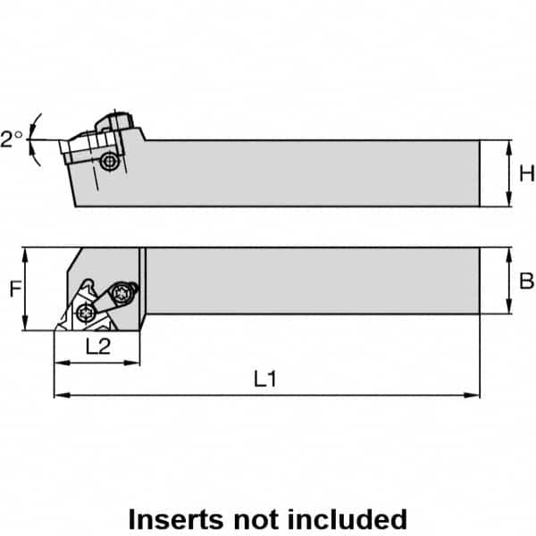 Kennametal - External Thread, Right Hand Cut, 32mm Shank Width x 32mm Shank Height Indexable Threading Toolholder - 170mm OAL, LT 22ER Insert Compatibility, LSS Toolholder, Series LT Threading - Americas Industrial Supply