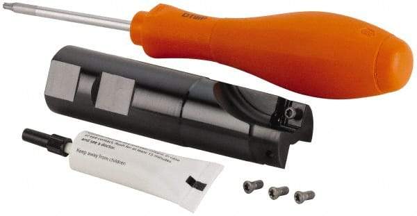 Kennametal - 32mm Cut Diam, 6.57mm Max Depth of Cut, 32mm Shank Diam, 100mm OAL, Indexable Square Shoulder End Mill - SP.T 10T3.. Inserts, Weldon Shank, 0° Lead Angle, Through Coolant, Series KSSM 90 - Americas Industrial Supply