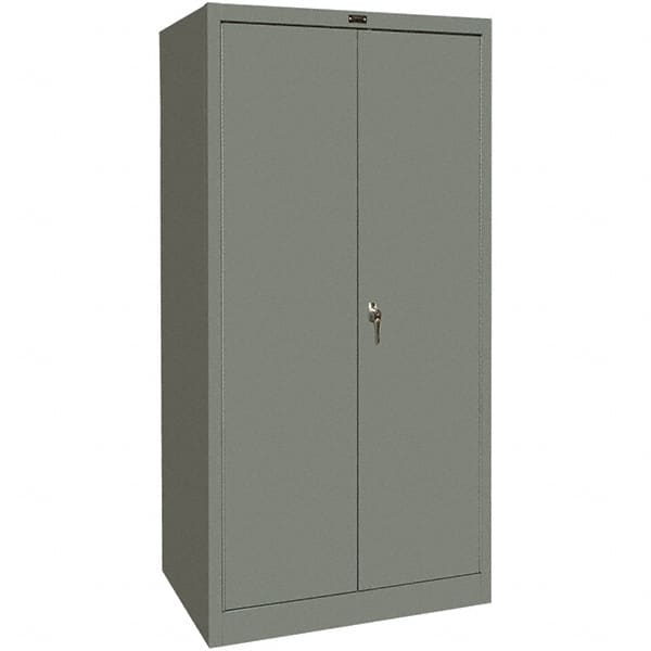 Hallowell - 4 Shelf Locking Storage Cabinet - Steel, 36" Wide x 24" Deep x 72" High, Gray - Americas Industrial Supply