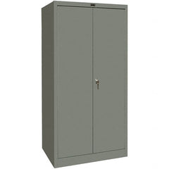 Hallowell - 4 Shelf Locking Storage Cabinet - Steel, 48" Wide x 18" Deep x 72" High, Gray - Americas Industrial Supply