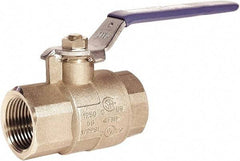 Milwaukee Valve - 1/4" Pipe, Full Port, Brass UL, CSA, FM, NSF Approved Ball Valve - 2 Piece, Threaded (NPT) Ends, Lever Handle, 600 WOG, 150 WSP - Americas Industrial Supply