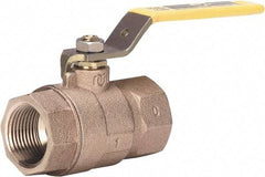 Milwaukee Valve - 1-1/2" Pipe, Large Port, Bronze Standard Ball Valve - 2 Piece, Threaded (NPT) Ends, Lever Handle, 600 WOG, 150 WSP - Americas Industrial Supply
